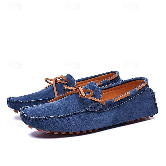 Men's Blue - Casual Driving Shoes Loafers Slip-On Suede