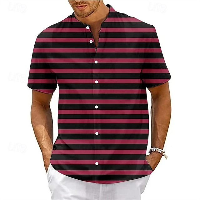 Shirt Beach Up Casual Men's Summer Button