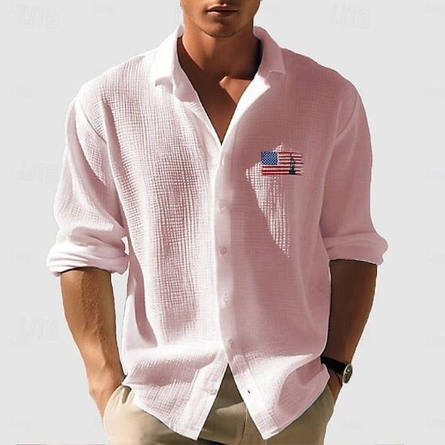 Button Summer Casual Beach Men's Up Shirt