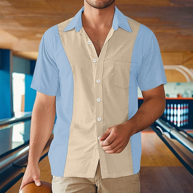 Bowling Men's Summer Button Shirt Casual