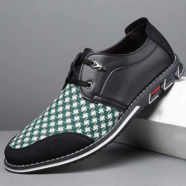 Faux Red Leather Pattern Black Houndstooth Men's and