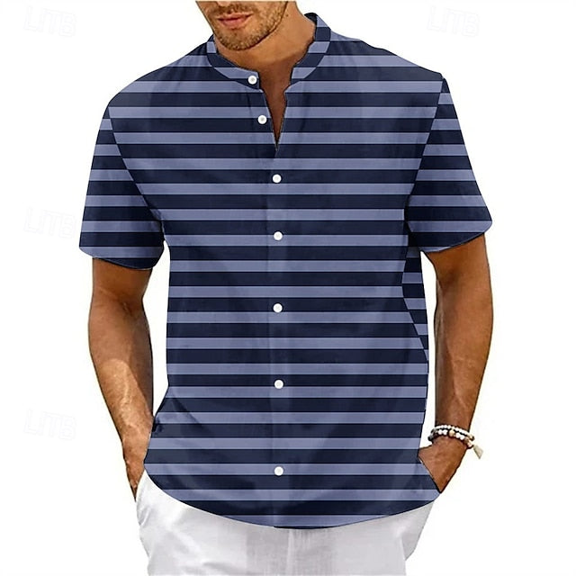 Shirt Beach Up Casual Men's Summer Button