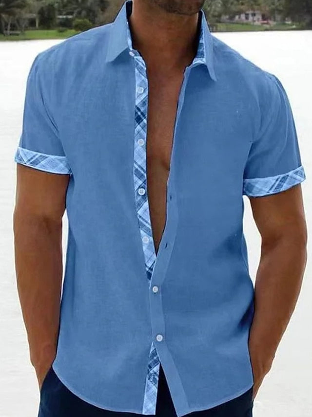 Button Summer Men's Beach Up Shirt Plain Wear