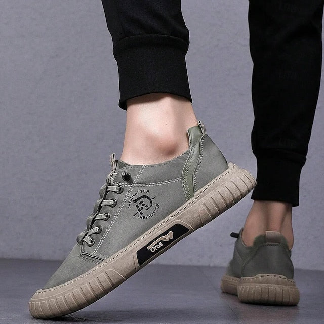 Sneakers Men's Lightweight Canvas Casual Lace-Up Green -