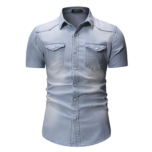Button Shirt Chambray Summer Men's Jeans