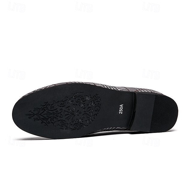 Buckle Plaid Fabric Men's Stylish with Loafers – Metal