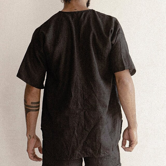 Linen Shirt Summer Cotton Men's