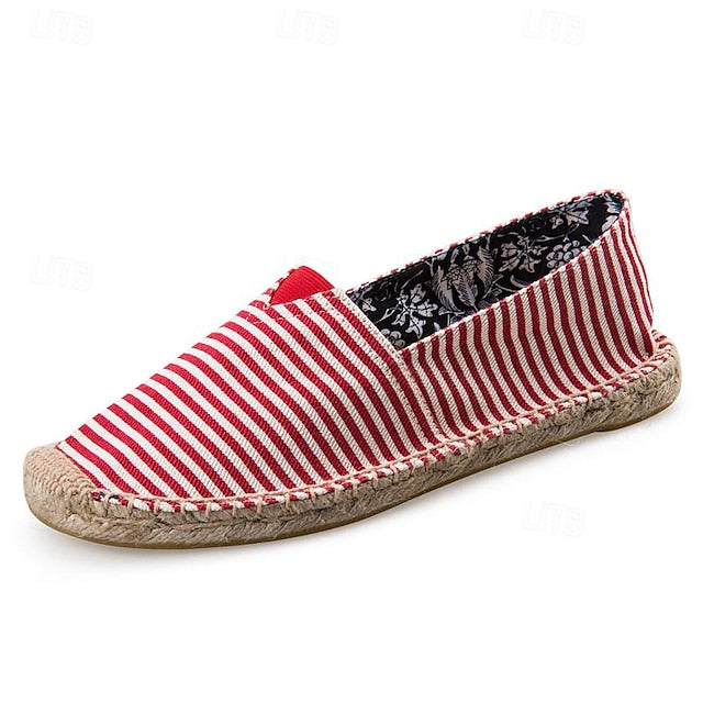 Striped Espadrilles: Red Nautical Men's and White