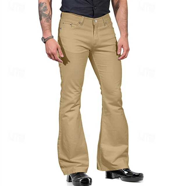 Flared Buttons Trousers Casual Pants Pocket Men's