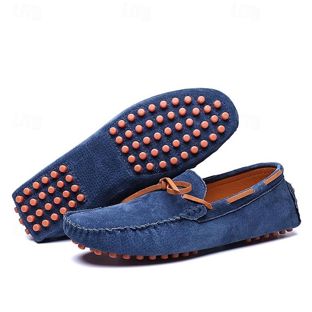 Men's Blue - Casual Driving Shoes Loafers Slip-On Suede