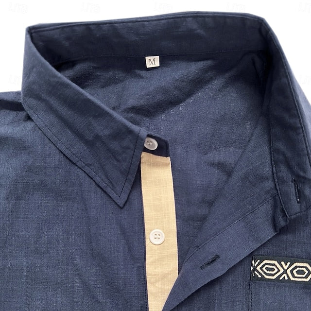 Men's Plaid Beach Linen Summer Shirt