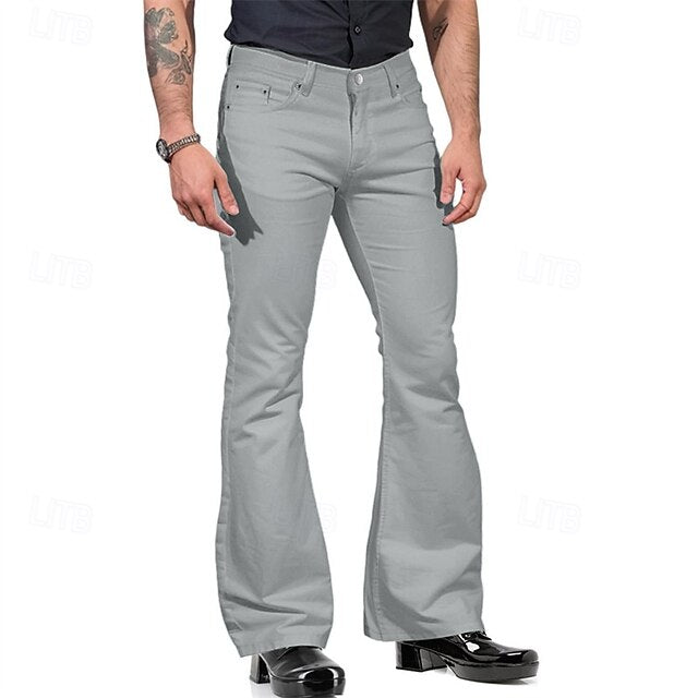 Flared Buttons Trousers Casual Pants Pocket Men's