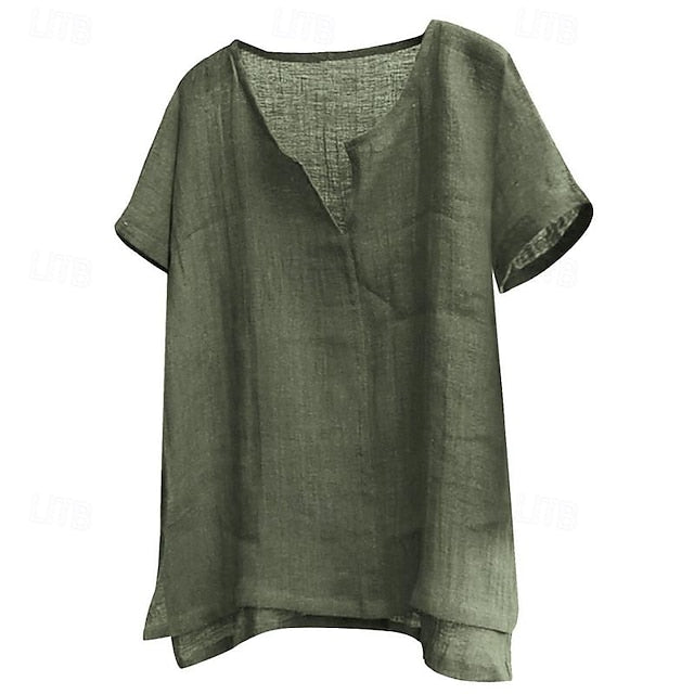 Men's Shirt Linen Cotton Casual White