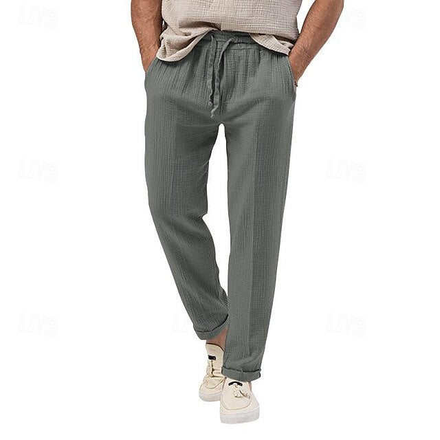 Seersucker Shorts Men's Trousers Beach Pants Casual