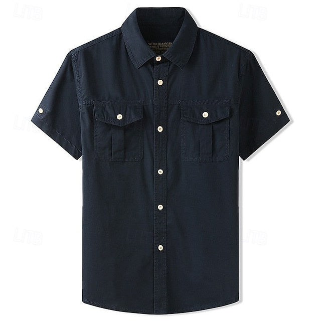 Shirt Cargo Up Button Men's Summer Casual