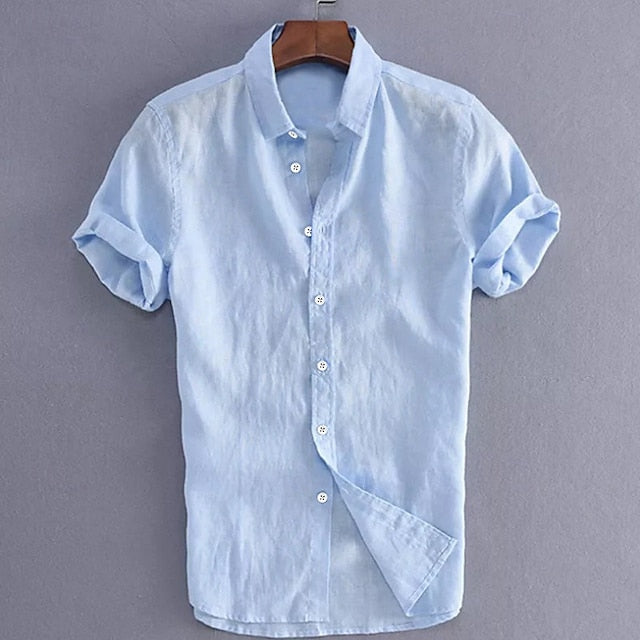 Summer Up Linen Wear Shirt Button Men's Beach