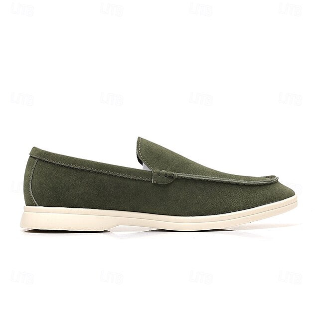 Slip-On Breathable Men's Faux – Casual Light Blue Loafers
