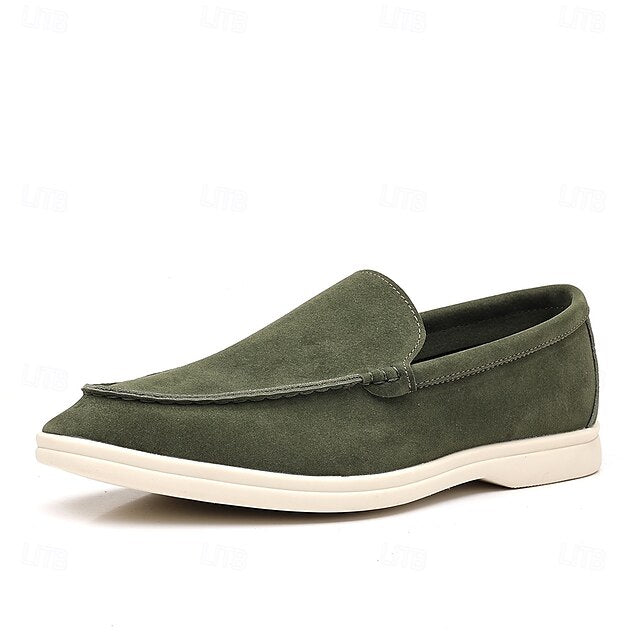 Slip-On Breathable Men's Faux – Casual Light Blue Loafers