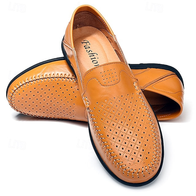 Loafers Faux - Breathable Perforated Men's Leather