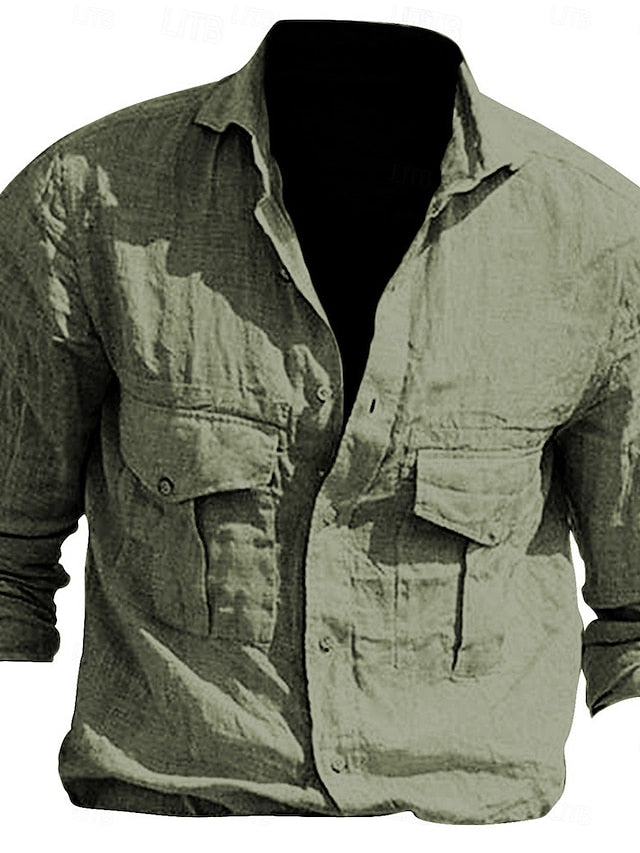 Summer Daily Plain Beach Shirt Men's Black Casual