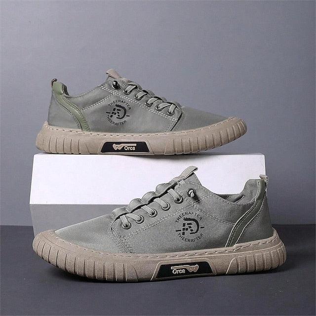 Sneakers Men's Lightweight Canvas Casual Lace-Up Green -