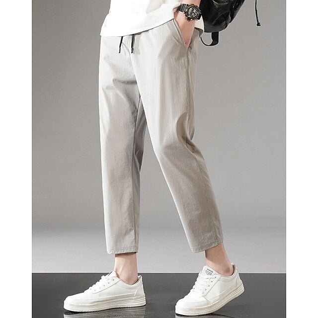 Pants Casual Waist Elastic Men's Pocket Drawstring Trousers