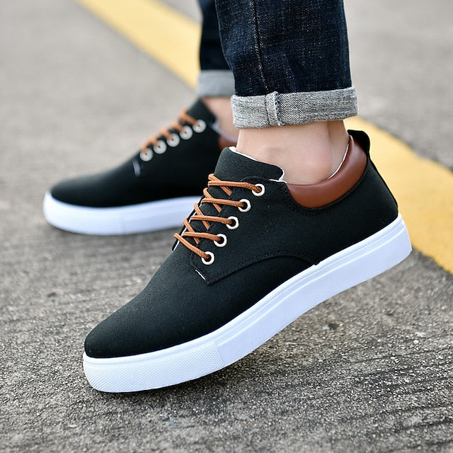 Men's Size Plus Walking White Sneakers Skate Shoes
