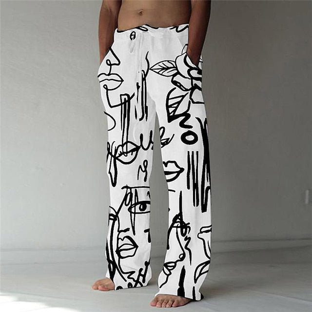 Pants Men's Elastic Pants Beach Summer Drawstring Trousers