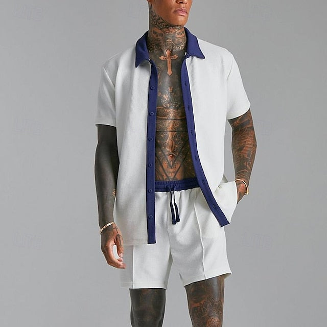 Matching Sets Set Men's 2 Summer Piece Casual Shirt