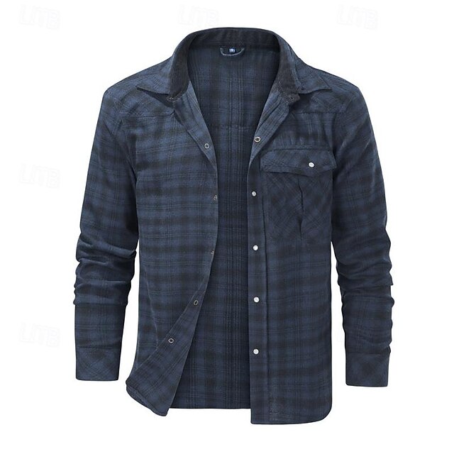 Shirt Casual Up Men's Button Plaid