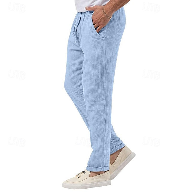 Seersucker Shorts Men's Trousers Beach Pants Casual