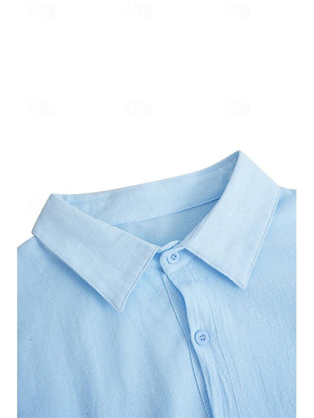 Button Beach Men's Wear Linen Shirt Summer Up
