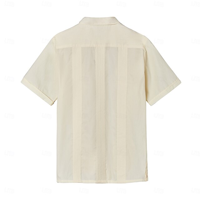Black Guayabera Yellow White Men's Shirt Light
