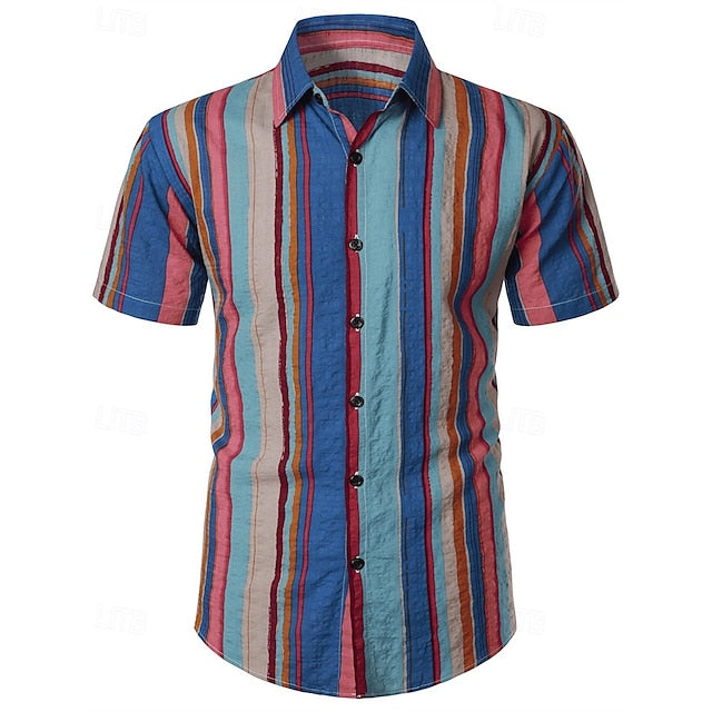 Summer Shirt Beach Men's Button Up Casual