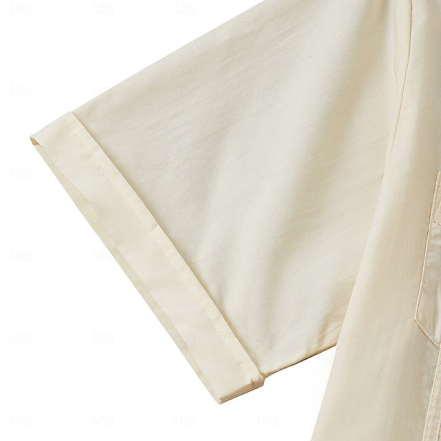 Black Guayabera Yellow White Men's Shirt Light