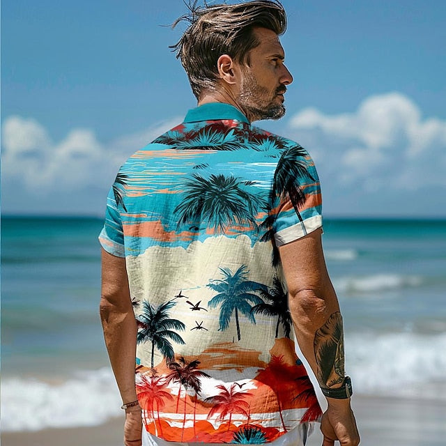 Hawaiian Linen Summer Shirt Men's Beach Coconut
