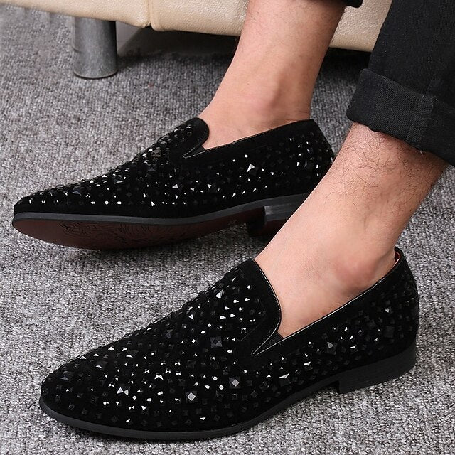Loafers – Gothic and Prom Velvet Men's Studded Black