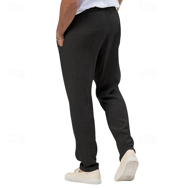 Seersucker Shorts Men's Trousers Beach Pants Casual