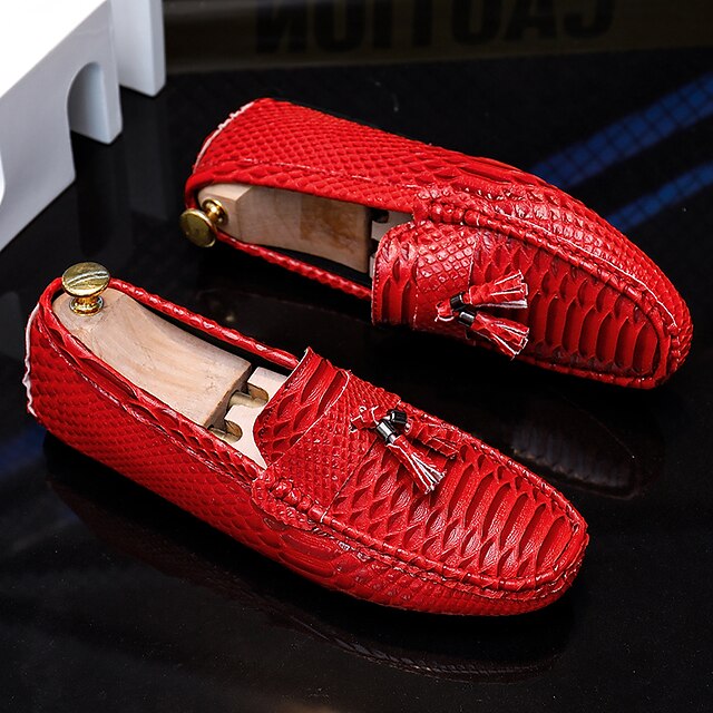 – Printed Loafers Casual White Men's Lightweight Slip-On