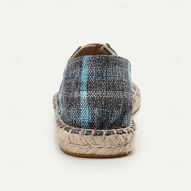 Men's Plaid Summer Canvas Slip-On - Comfortable Espadrilles