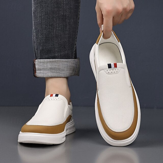 White and Accent with Men's Brown Sneakers Slip-On