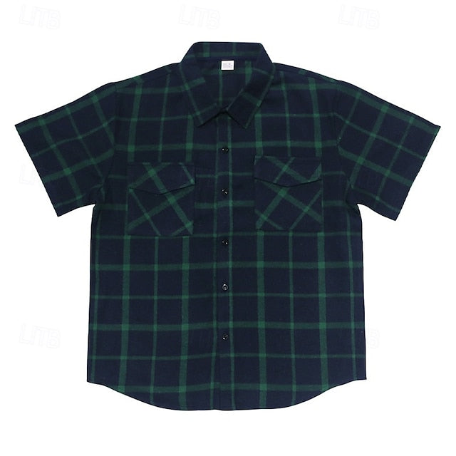 Beach Shirt Casual Summer Plaid Men's