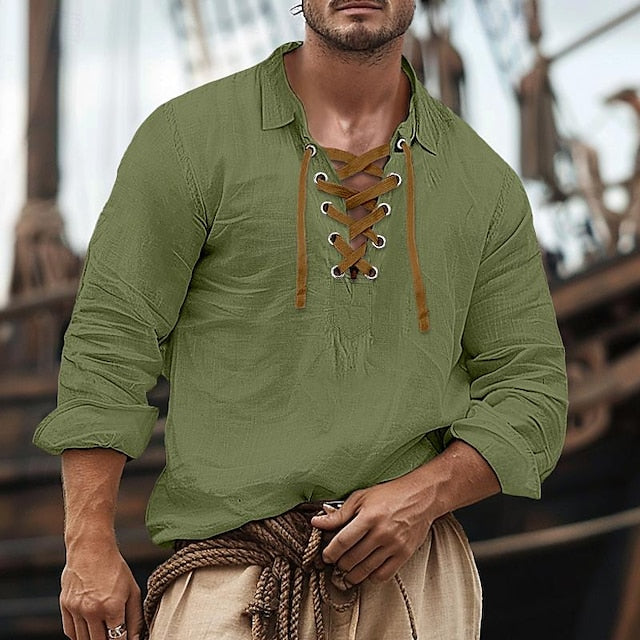 Men's Linen Shirt Summer Up Beach Button