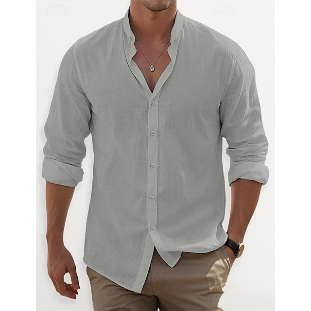 Shirt Band Wear Collar Summer Beach Men's