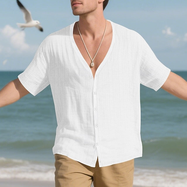 Up Summer Button Casual Beach Shirt Men's
