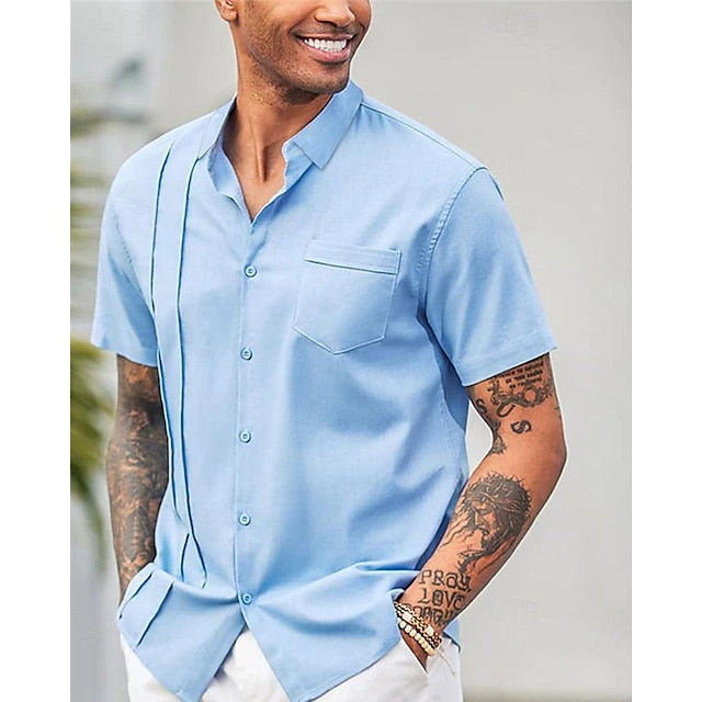Men's Shirt Cotton Linen Casual Plain