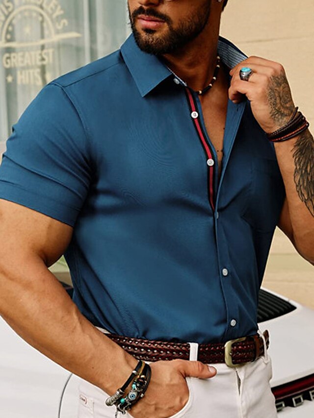 Button Men's Black Up Summer Casual Shirt