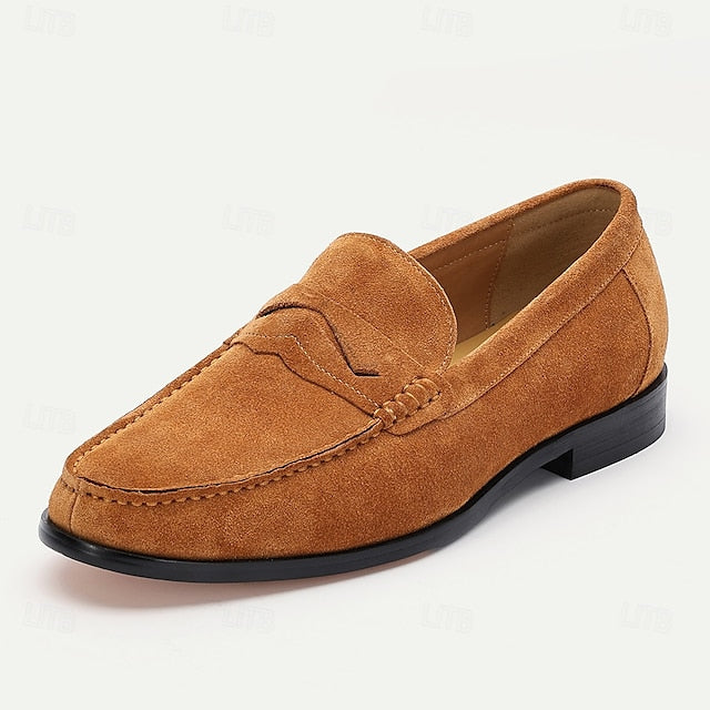 Leather Slip-On Penny Classic Men's Loafers – Tan Suede