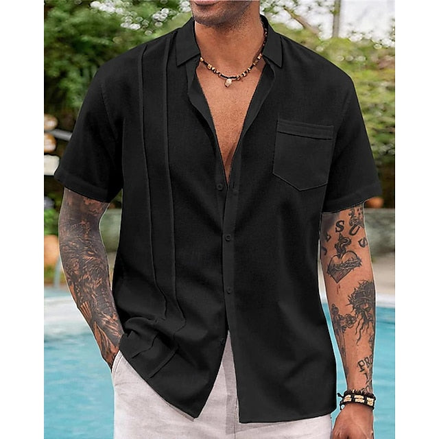 Men's Shirt Cotton Linen Casual Plain
