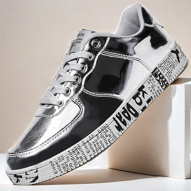 Printed Metallic Gold Sneakers Men's with Sole - Stylish